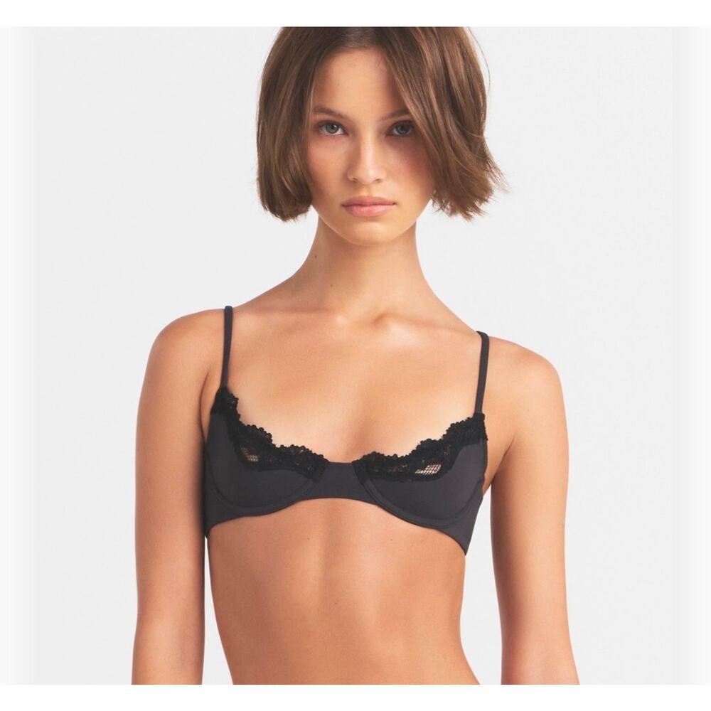 Skims fits everybody lace unlined Demi bra onyx 30D - Picture 4 of 5